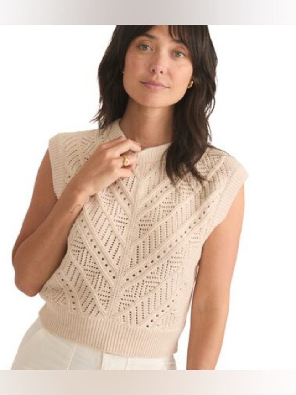 Marine Layer Brooke Sweater Vest in Cream
